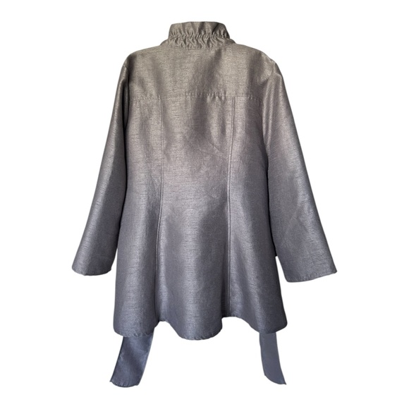 Yushi Silver Gray Swing Jacket Belted Wire Collar Art to Wear Excellent XL - Picture 4 of 11